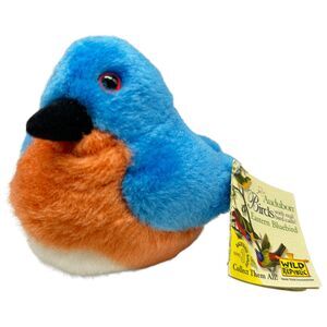 Wild Republic Audubon Eastern Bluebird 6" Plush Stuffed Realistic Bird Sounds